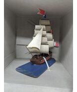 French Small Double Decker Handcrafted Wooden Model Ship - $443.42 MXN