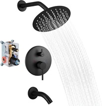 Shower Faucet Set By Airuida, 8 Inch Matte Black With Tub Spout Trim Kit - £80.86 GBP