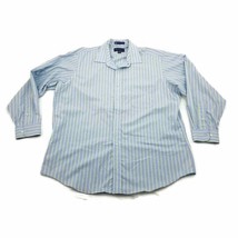 Alan Flusser Mens Dress Shirt Blue/Lime Striped L/S Split Yoke Button Up Size XL - £17.13 GBP