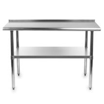 Heavy Duty 48 x 24 inch Stainless Steel Kitchen Prep Work Table with Backsplash - £292.97 GBP