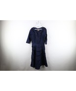 Vtg 50s 60s Rockabilly Womens Medium Distressed Velvet Fringed Dress Blu... - $39.55