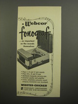 1952 Webster Chicago Webcor Fonograf Ad - As important as the records themselves - £14.52 GBP