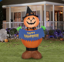 Airblown Inflatables Pumpkin with Hat and Happy Halloween 4 Ft Local Pick - £35.92 GBP