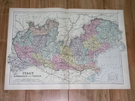 1891 Antique Map Of Northern Italy Lombardy Milan Venice - £16.22 GBP