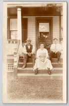 RPPC Family on Porch Woman Swollen Ankles Man Hat Boots Postcard G24 - £10.19 GBP