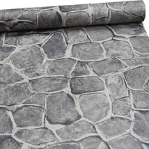 Dark Grey Fortress Stone Wallpaper 11 Yards Peel And Stick Removable Castle - £27.36 GBP