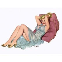 Retro Pin Up Girl Art / Poster &quot;Silk Blonde &quot; Reclining On Pillow #039 18X24&quot; - £7.81 GBP