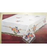 FANCO Tablecloth 60x90 Painted And Stiched Multicolor Flowers, Cream, Ne... - $790.30 MXN