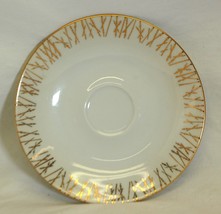 Czechoslovakia Porcelain White Saucer Gold Abstract Designs - $12.86