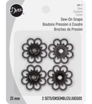 NIP Dritz Sew-On Snaps 4 Sets 2 PACKAGES Size 25mm Black SHIP FREE - $12.82