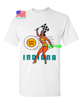 Hot Rod Racing Sexy Girl T Shirt Rockabilly Retro Indianapolis Travel Decal - £15.85 GBP
