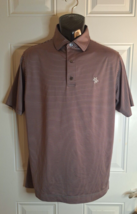 Men&#39;s FootJoy Brown Stripe Short Sleeve Polo MED Shirt Turtle Creek Golf Club - £29.52 GBP