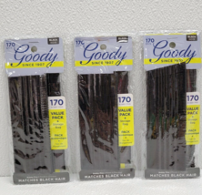 Goody Black Bobby Pins Lot of 3 Packs w/ Storage Bags 170 Count Each - 510 Total - £6.55 GBP