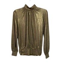 Lauren Ralph Lauren Gold Metallic Ruched Knit Blouse Top Womens Size XXS - $25.00