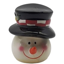 Snowman Christmas Stacking Salt &amp; Pepper Shakers Head and Top Hat Carrot Nose  - £7.25 GBP