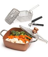 Cryptex 5 Pcs Copper Chef Cookware Set, 9.5” Non Stick Deep Frying Pan - $49.99