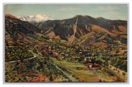 Birds Eye View Manitou Colorado CO and Pike&#39;s Peak Linen  Postcard W22 - $2.92