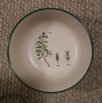 000 Cute Stoneware Bowl Sage Leaf &amp; Flower Design Soup Cereal 6.5&quot; - £5.48 GBP