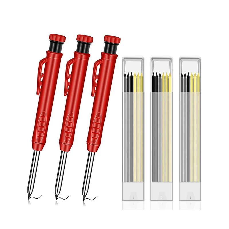 Sporting Solid Carpenter Pencil With 6 Refill Leads Built-in Aener Marking Tool  - £33.73 GBP
