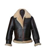 Mens Genuine Brown Leather leder Jacket  Vintage Retro Collar with Synth... - $299.73