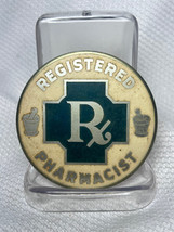 Vtg Registered Pharmacist RX Metal Auto Badge Emblem - £23.85 GBP