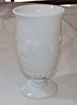Milk Glass Wine Goblet 3 1/4&quot; Wide X 6&quot; Tall Fruit Pattern Vintage ~ - £12.33 GBP