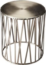 Drum Table KRUSE Modern Contemporary Round Top Distressed Polished Metalworks - £295.67 GBP