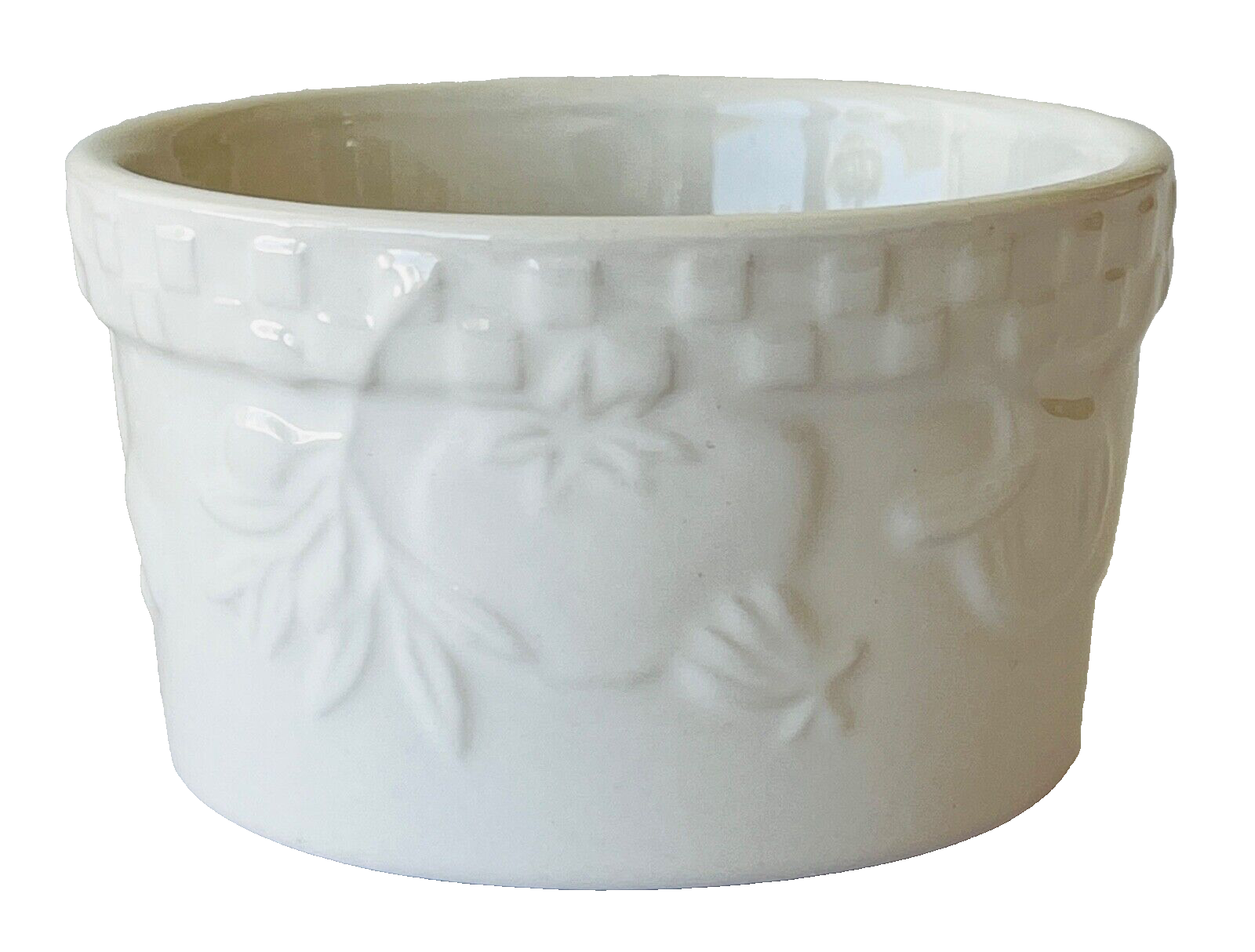 Primary image for White Stoneware Small Embossed Bowl for Sauces etc Signature Housewares 2"x3.5"