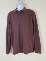 Eddie Bauer Men Size L Purple Knit Polo Shirt Long Sleeve Collared Outdoor - $6.67