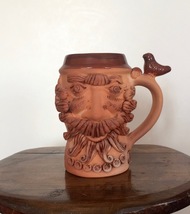 Vintage ceramic cup, decorative terracotta beer mug, glazed red clay cup / mug - £44.65 GBP
