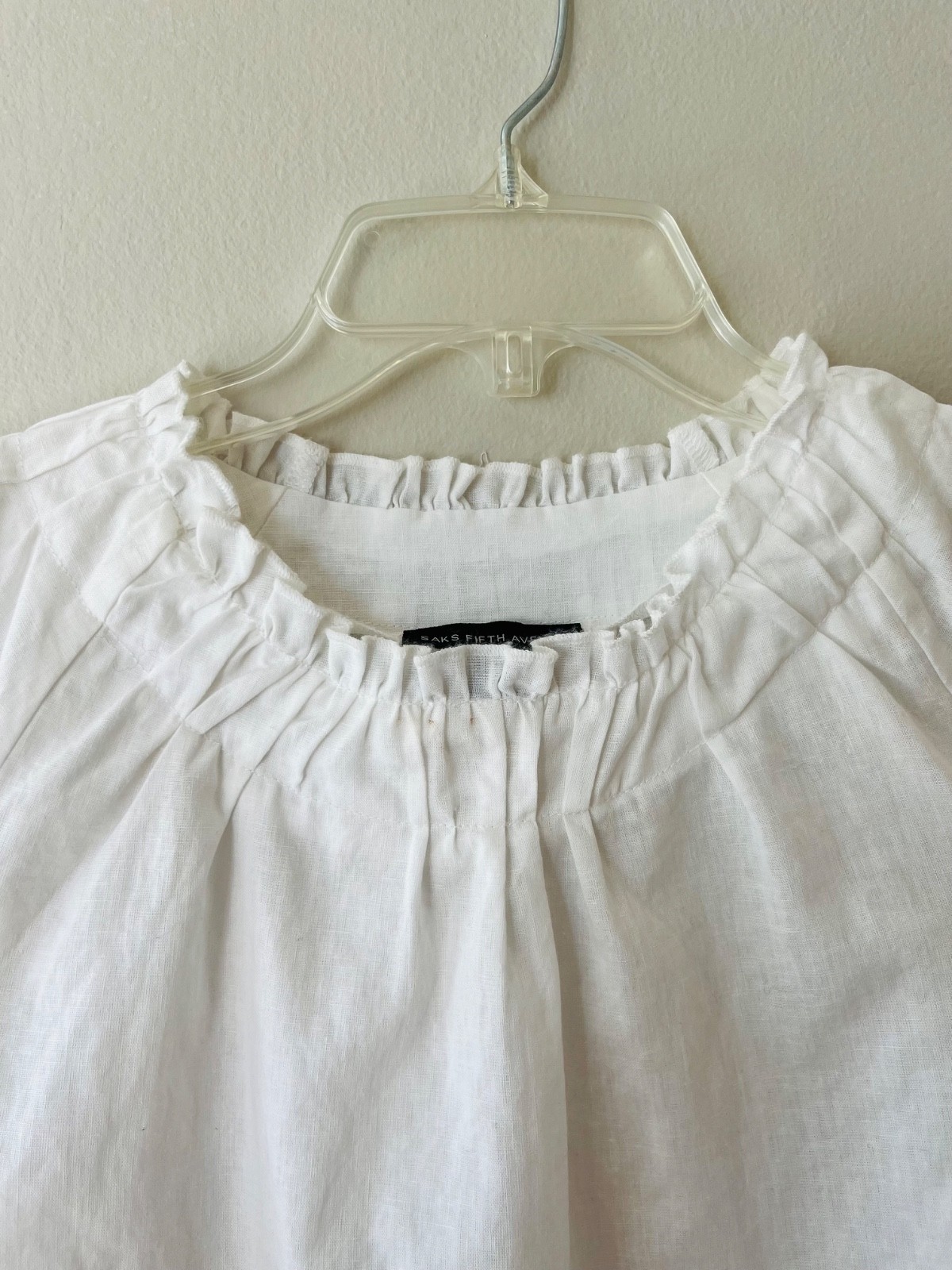Saks Fifth Avenue Sz S June Puff Sleeve Flare Crop Top Linen Blend Blouse Item image 3