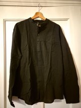 Mens L Cotton/Linen Long Sleeved Black Shirt - £9.90 GBP