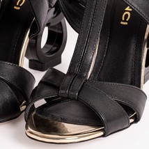 The Duffryn Black T-Strap Leather Women Sandal image 3