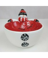 Cute Collectible Decorative Red &amp; White Snowman Candy Dish Bowl - £11.41 GBP