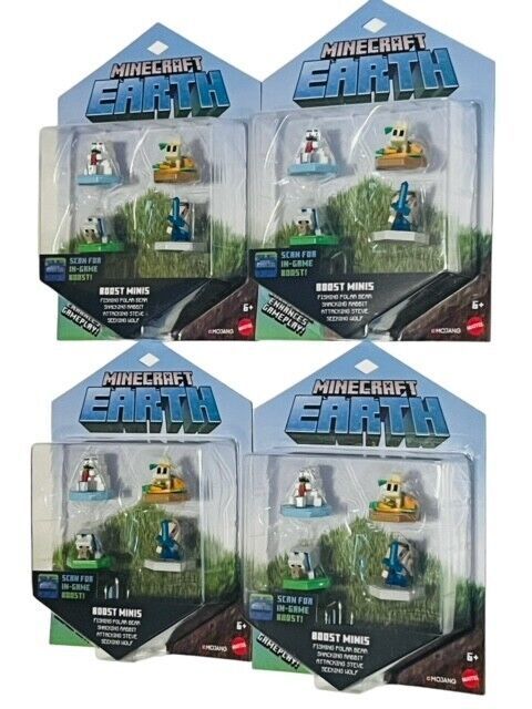 Primary image for Minecraft Earth Boost Minis Figures Polar Bear Steve Rabbit Wolf MOC game 4 LOT