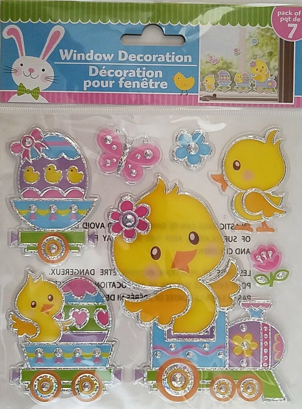 3D Metallic Easter Window Mirror Stickers Clings   &#39;Easter Egg Chick Tra... - $2.99