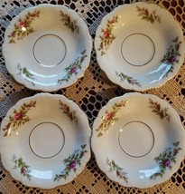 Johann Haviland ~ Moss Rose ~ Set of 4 ~ 6.25&quot; Saucers ~ Bavaria Germany - £20.52 GBP