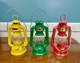 3 Vintage Moon Light Oil Lamp Lantern Guang Zhou China Red Green Yellow - $39.99