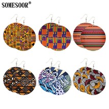 SOMESOOR Afro Fabric Headwrap Design Wooden Drop Earrings African Comb Black Art - £19.77 GBP