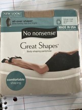 No Nonsense Great Shapes BEIGE MIST Sheer Pantyhose All-Over Shaper Size D EL7 - £9.54 GBP