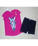 NEW Gymboree Girls Size 4  Sparkle Zebra Tee Navy Bike Shorts NWT - £14.89 GBP