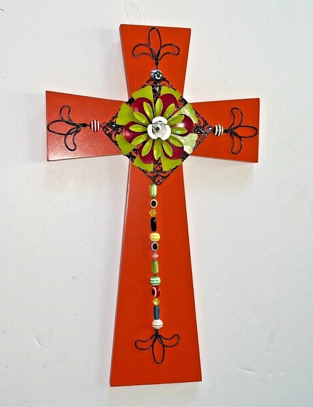 Orange Cross Hanging Floral Wall Garden Ashland Summer Living 14” x 9” - $49.99