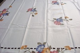 FANCO tablecloth 60x90 painted and stiched multicolor flowers, CREAM, ne... - £38.45 GBP