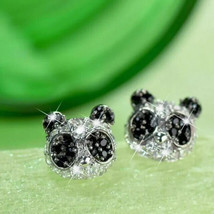 2Ct Round Cut Simulated Moissanite Panda Stud Earrings 14K White Gold Plated - £82.58 GBP