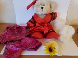 Dress Up Teddy Bear Fancy Satin Lace and Frills Stuffed Blonde Nighty Night Bear - £27.89 GBP