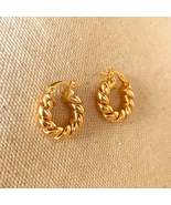 18k Gold Filled Twisted Tube Hoop Earrings - The Croissant Hoops - £10.81 GBP+