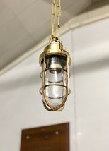 Old Brass Exterior Bulkhead Ceiling Hanging Cargo Light Fixture Lot of 2 - £203.90 GBP