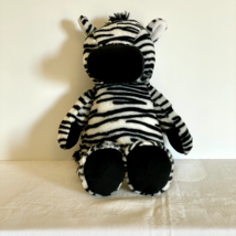 Zebra Stuffed Animal Plush 11&quot; Sitting Black and White Soft Toy Flat Black Eyes - £11.70 GBP