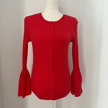 Cabi 5285 Trumpet Ribbed Knit Bell Sleeve Button Cardigan Medium - $29.99