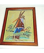 Vintage Dutch Windmill Wall Art Long Stitch Needlepoint Netherlands Fram... - £27.25 GBP